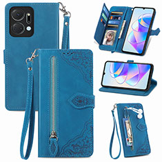 Custodia Portafoglio In Pelle Cover con Supporto S06D per Huawei Honor X7a Blu