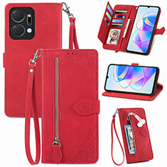 Custodia Portafoglio In Pelle Cover con Supporto S06D per Huawei Honor X7a Rosso