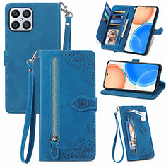 Custodia Portafoglio In Pelle Cover con Supporto S06D per Huawei Honor X8 4G Blu