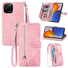 Custodia Portafoglio In Pelle Cover con Supporto S06D per Huawei Nova Y61 Rosa