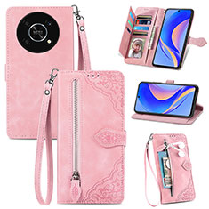 Custodia Portafoglio In Pelle Cover con Supporto S06D per Huawei Nova Y90 Rosa