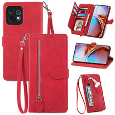 Custodia Portafoglio In Pelle Cover con Supporto S06D per Motorola Moto Edge 40 Pro 5G Rosso