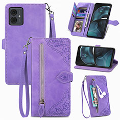 Custodia Portafoglio In Pelle Cover con Supporto S06D per Motorola Moto G14 Viola