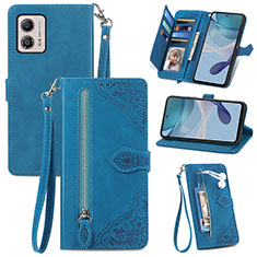 Custodia Portafoglio In Pelle Cover con Supporto S06D per Motorola Moto G53 5G Blu