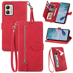 Custodia Portafoglio In Pelle Cover con Supporto S06D per Motorola Moto G53j 5G Rosso