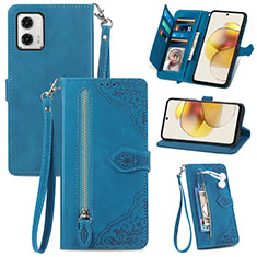 Custodia Portafoglio In Pelle Cover con Supporto S06D per Motorola Moto G73 5G Blu