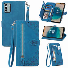 Custodia Portafoglio In Pelle Cover con Supporto S06D per Nokia G22 Blu