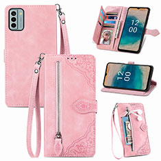 Custodia Portafoglio In Pelle Cover con Supporto S06D per Nokia G22 Rosa