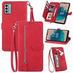 Custodia Portafoglio In Pelle Cover con Supporto S06D per Nokia G22 Rosso