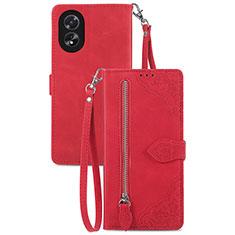 Custodia Portafoglio In Pelle Cover con Supporto S06D per Oppo A38 Rosso