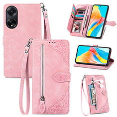 Custodia Portafoglio In Pelle Cover con Supporto S06D per Oppo A98 5G Rosa