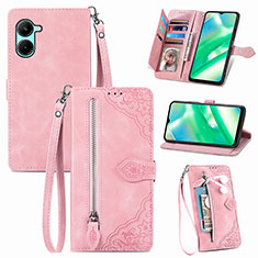 Custodia Portafoglio In Pelle Cover con Supporto S06D per Realme C33 Rosa