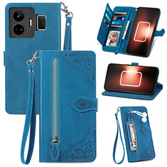 Custodia Portafoglio In Pelle Cover con Supporto S06D per Realme GT3 5G Blu