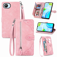 Custodia Portafoglio In Pelle Cover con Supporto S06D per Realme Narzo 50i Prime Rosa