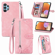 Custodia Portafoglio In Pelle Cover con Supporto S06D per Samsung Galaxy A32 4G Rosa