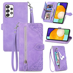 Custodia Portafoglio In Pelle Cover con Supporto S06D per Samsung Galaxy A52s 5G Viola