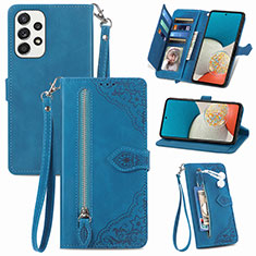 Custodia Portafoglio In Pelle Cover con Supporto S06D per Samsung Galaxy A53 5G Blu