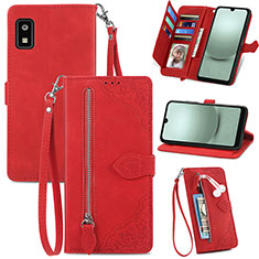 Custodia Portafoglio In Pelle Cover con Supporto S06D per Sharp Aquos wish3 Rosso