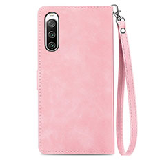 Custodia Portafoglio In Pelle Cover con Supporto S06D per Sony Xperia 10 IV SO-52C Rosa