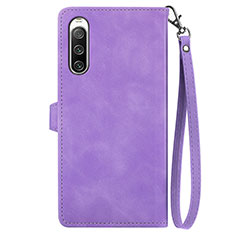 Custodia Portafoglio In Pelle Cover con Supporto S06D per Sony Xperia 10 IV SO-52C Viola