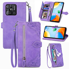 Custodia Portafoglio In Pelle Cover con Supporto S06D per Xiaomi Redmi 10C 4G Viola