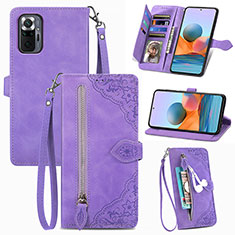 Custodia Portafoglio In Pelle Cover con Supporto S06D per Xiaomi Redmi Note 10 Pro Max Viola