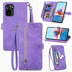 Custodia Portafoglio In Pelle Cover con Supporto S06D per Xiaomi Redmi Note 10S 4G Viola