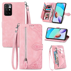 Custodia Portafoglio In Pelle Cover con Supporto S06D per Xiaomi Redmi Note 11 5G Rosa