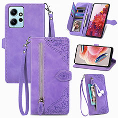 Custodia Portafoglio In Pelle Cover con Supporto S06D per Xiaomi Redmi Note 12 4G Viola