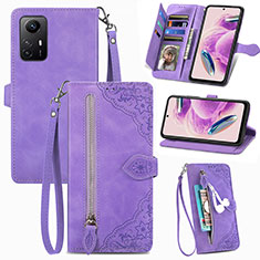 Custodia Portafoglio In Pelle Cover con Supporto S06D per Xiaomi Redmi Note 12S Viola