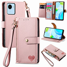 Custodia Portafoglio In Pelle Cover con Supporto S07D per Realme Narzo 50i Prime Rosa