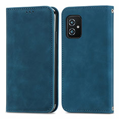 Custodia Portafoglio In Pelle Cover con Supporto S08D per Asus Zenfone 8 ZS590KS Blu