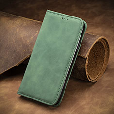 Custodia Portafoglio In Pelle Cover con Supporto S08D per Motorola Moto G14 Verde
