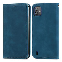 Custodia Portafoglio In Pelle Cover con Supporto S08D per Wiko Y82 Blu