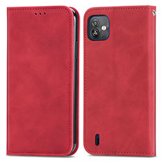 Custodia Portafoglio In Pelle Cover con Supporto S08D per Wiko Y82 Rosso