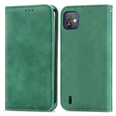 Custodia Portafoglio In Pelle Cover con Supporto S08D per Wiko Y82 Verde