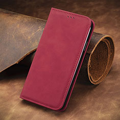 Custodia Portafoglio In Pelle Cover con Supporto S08D per Xiaomi Redmi Note 10 Pro 5G Rosso