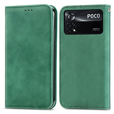 Custodia Portafoglio In Pelle Cover con Supporto S08D per Xiaomi Redmi Note 11E Pro 5G Verde