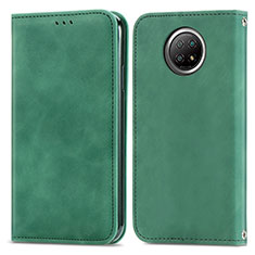 Custodia Portafoglio In Pelle Cover con Supporto S08D per Xiaomi Redmi Note 9T 5G Verde