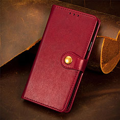 Custodia Portafoglio In Pelle Cover con Supporto S09D per Samsung Galaxy S21 Ultra 5G Rosso