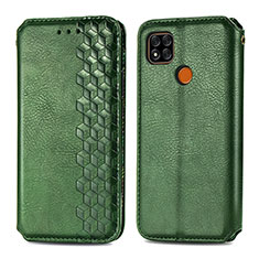 Custodia Portafoglio In Pelle Cover con Supporto S09D per Xiaomi Redmi 9C NFC Verde