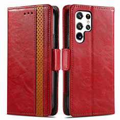 Custodia Portafoglio In Pelle Cover con Supporto S10D per Samsung Galaxy S24 Ultra 5G Rosso