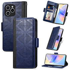 Custodia Portafoglio In Pelle Cover con Supporto S11D per Huawei Honor 60 SE 5G Blu