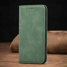 Custodia Portafoglio In Pelle Cover con Supporto S12D per Samsung Galaxy S22 Ultra 5G Verde