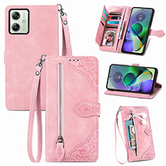 Custodia Portafoglio In Pelle Cover con Supporto S14D per Motorola Moto G54 5G Rosa