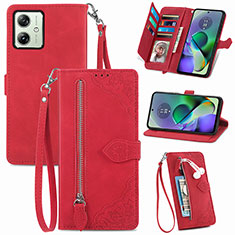 Custodia Portafoglio In Pelle Cover con Supporto S14D per Motorola Moto G54 5G Rosso