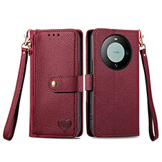 Custodia Portafoglio In Pelle Cover con Supporto S15D per Huawei Mate 60 Pro+ Plus Rosso