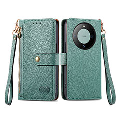 Custodia Portafoglio In Pelle Cover con Supporto S15D per Huawei Mate 60 Pro+ Plus Verde