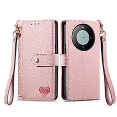 Custodia Portafoglio In Pelle Cover con Supporto S15D per Huawei Mate 60 Pro Rosa