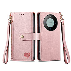 Custodia Portafoglio In Pelle Cover con Supporto S15D per Huawei Mate 60 Rosa